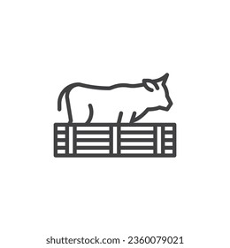 Cow, farm animal line icon. linear style sign for mobile concept and web design. Cow in paddock outline vector icon. Symbol, logo illustration. Vector graphics