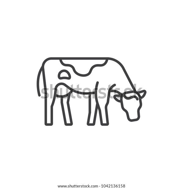 Cow, farm animal line\
icon.