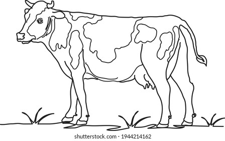 Cow Farm Animal Line Iconblack Silhouette Stock Vector (Royalty Free ...