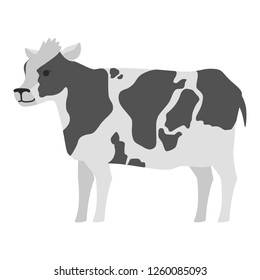 Cow farm animal. Milk and dairy production. Domestic cute mammal. Isolated flat vector illustration