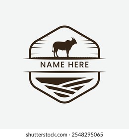 cow farm badge logo design vector eps 10