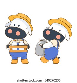 cow farm cartoons set A-3