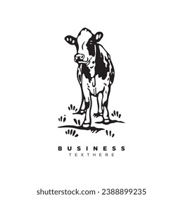 Cow farm dairy logo design vector for your brand or business