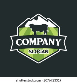 Cow farm emblem logo design