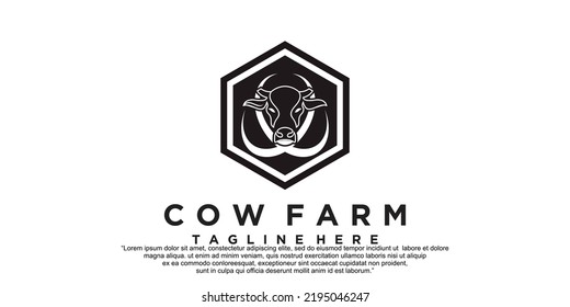 Cow farm icon logo design vector illustration Premium Vector