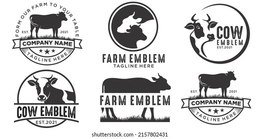 cow farm icon set logo design. cow vector illustration