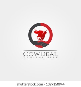 Cow farm icon template, cattle farm symbol, deal, creative vector logo design, livestock, animal husbandry, illustration element