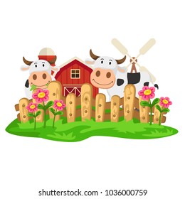 Cow farm ,illustration vector.