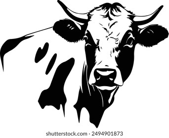 Cow Farm Life and Farm Animal Clipart, peeking Cow Silhouette and outline