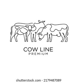 Cow farm line mono single drawing logo icon design template