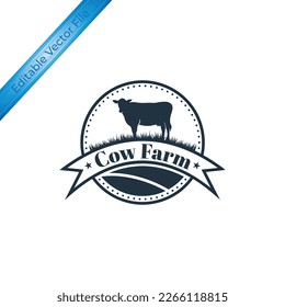 Cow Farm Logo - Dairy Farm - Editable Vector Logo Design