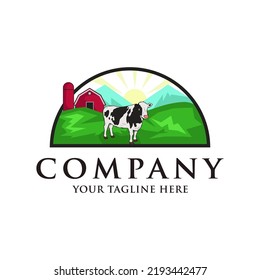 Cow Farm Logo Design Illustration Stock Vector (Royalty Free ...