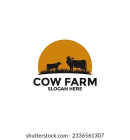 Cow Farm Logo Design, Vektorvorlage, Viehlogo Vektorgrafik