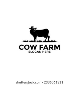 Cow Farm logo design vector template, Livestock logo vector