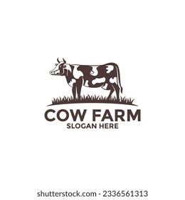 Cow Farm logo design vector template, Livestock logo vector