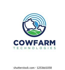 cow farm logo designs tech