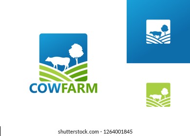 Cow Farm Logo Template Design Vector, Emblem, Design Concept, Creative Symbol, Icon