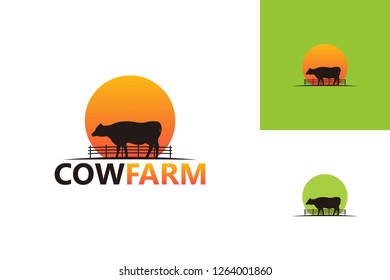 Cow Farm Logo Template Design Vector, Emblem, Design Concept, Creative Symbol, Icon