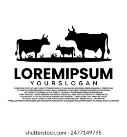 cow farm logo vector design logo