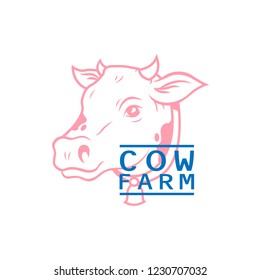 Cow Farm  Logo. Vector of a cow head design on white background. 