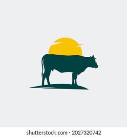 cow farm logo vector illustration