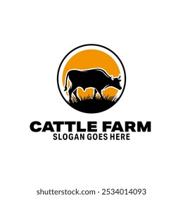 Logo de la granja de vacas Plantilla de Vector