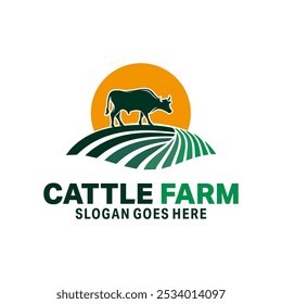 cow farm logo vector template