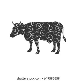 Cow farm mammal color silhouette animal