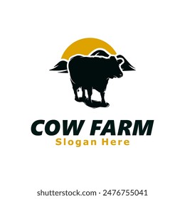 Cow Farm silhouette vector logo design