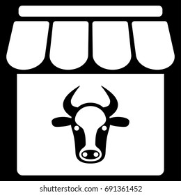 Cow Farm vector icon. Flat white symbol. Pictogram is isolated on a black background. Designed for web and software interfaces.