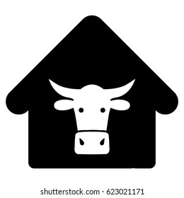Cow Farm vector pictograph. a flat isolated illustration on a white background.