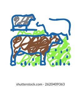 cow farmer doodle icon sketch vector. cow farmer sign. isolated symbol illustration