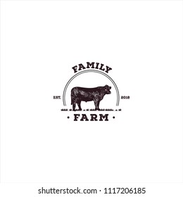 Cow farming vintage design illustration