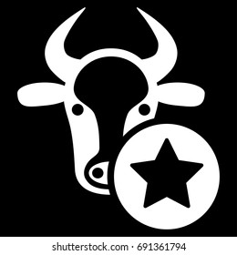 Cow Favourites vector icon. Flat white symbol. Pictogram is isolated on a black background. Designed for web and software interfaces.