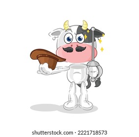 the cow fencer character. cartoon mascot vector