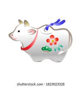 Cow figure. Japanese style. Vector illustration.