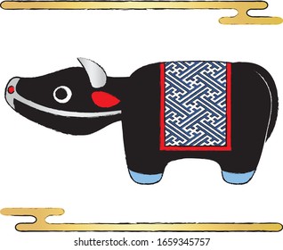 Cow figurine of japan. 
vector illustration