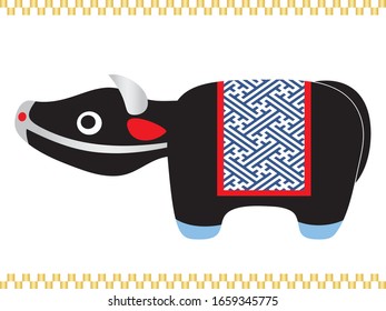 Cow figurine of japan. 
vector illustration