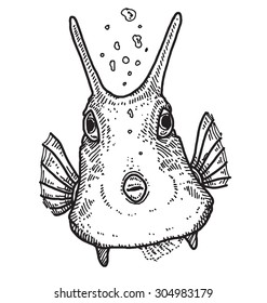 Cow fish vector illustration