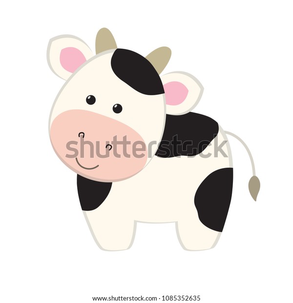 Cow Flat Cartoon Style Cute Vector: เวกเตอร์สต็อก (ปลอดค่าลิขสิทธิ์ ...