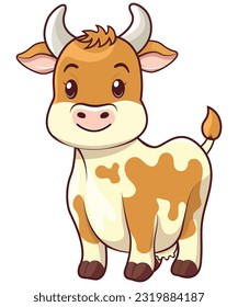 Cow flat cartoon style, mascot logo, design for badge, emblem, or printing, pet logo design, vector illustration 