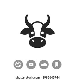Cow flat design illustration. Simple vector icon.