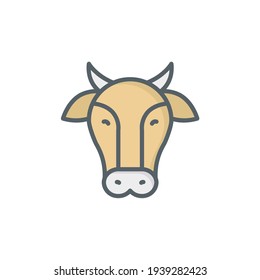 Icono plano de vaca aislado en fondo blanco