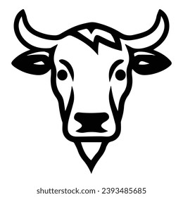 Icono plano de vaca aislado en fondo blanco