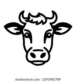 Icono plano de vaca aislado en fondo blanco