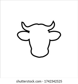 Kuh flach Symbol. Einzelne, hochwertige Umrisssymbole von Tieren für Webdesign oder mobile App. Kuh Kopf. Zeilensymbol. Landtier. Rindfleisch oder Milchsymbol Vector-Illustration auf weiß isoliert