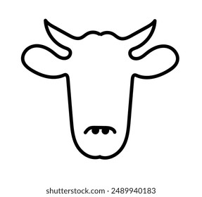 Cow flat icon. Single high quality outline symbol of animal for web design. Thin line signs of cow for design logo, visit card. Outline pictogram of cow.