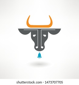 Cow flat icon. Thin line signs of cow for design logo, visit card, etc. 
