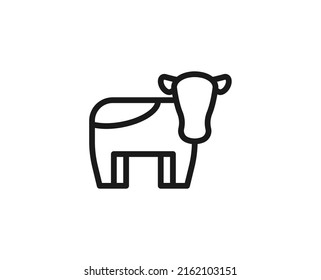 Cow Flat Icon Thin Line Signs Stock Vector (Royalty Free) 2162103151 ...