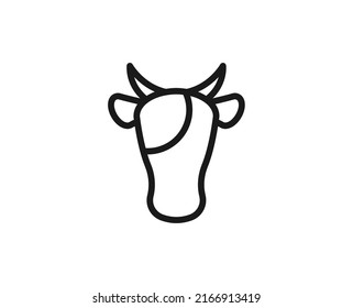 Cow flat icon. Thin line signs for design logo, visit card, etc. Single high-quality outline symbol for web design or mobile app. Farm animal outline pictogram.